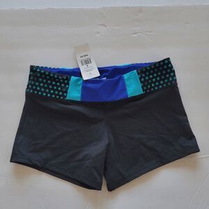 California Kisses juniors black blue laser cut swimming shorts size M slim